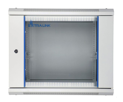Szafa RACK Extralink Szafka wisząca rack 9U 600x450 szara szklane drzwi EX.8574